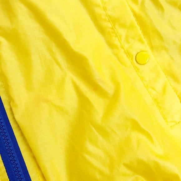 FIELD & STREAM Sailing Nautical Windbreaker Large VTG 80s 90s Hood Yellow Blue - Picture 6 of 11